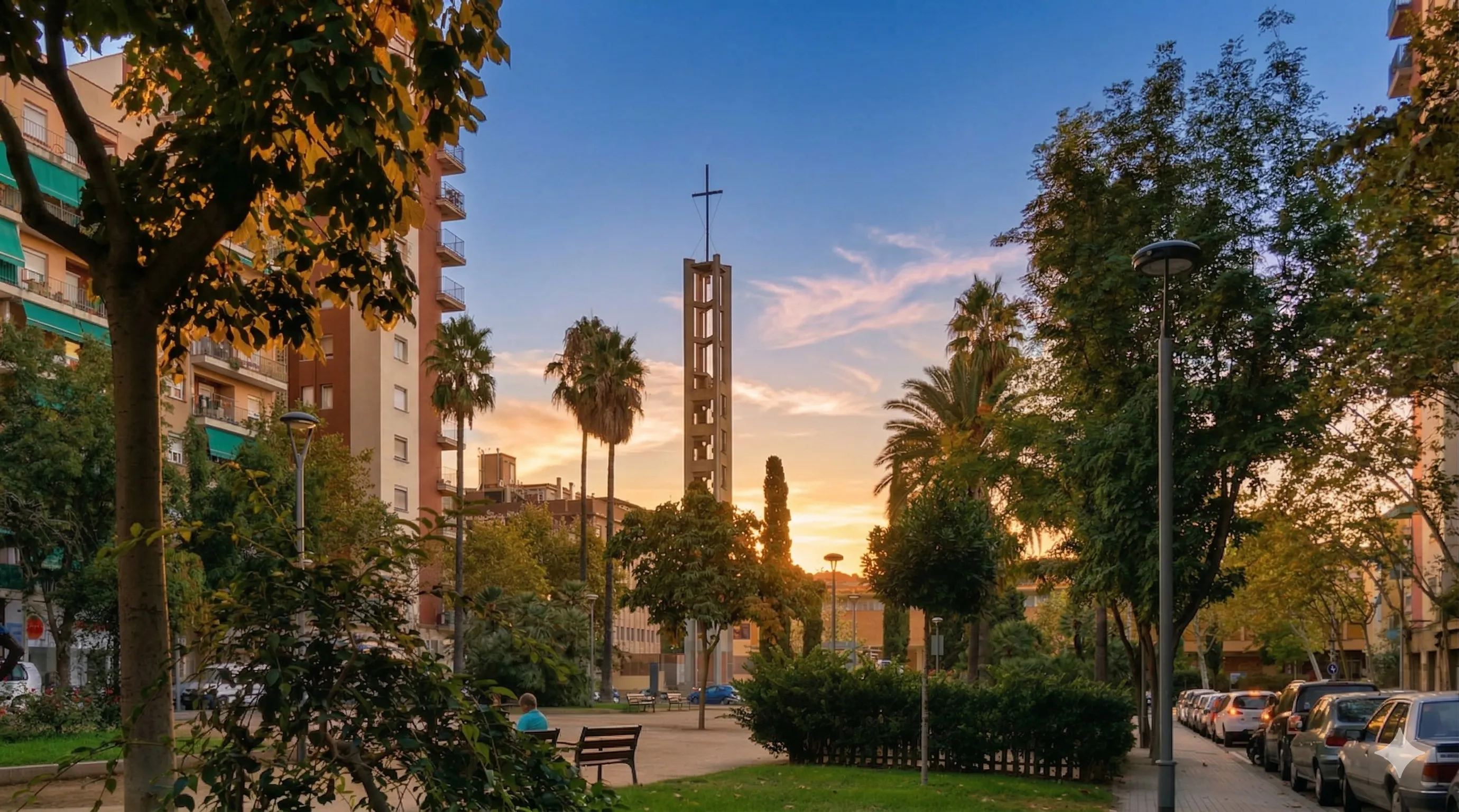 Calle tipica de Congrés i els Indians con arquitectura historica