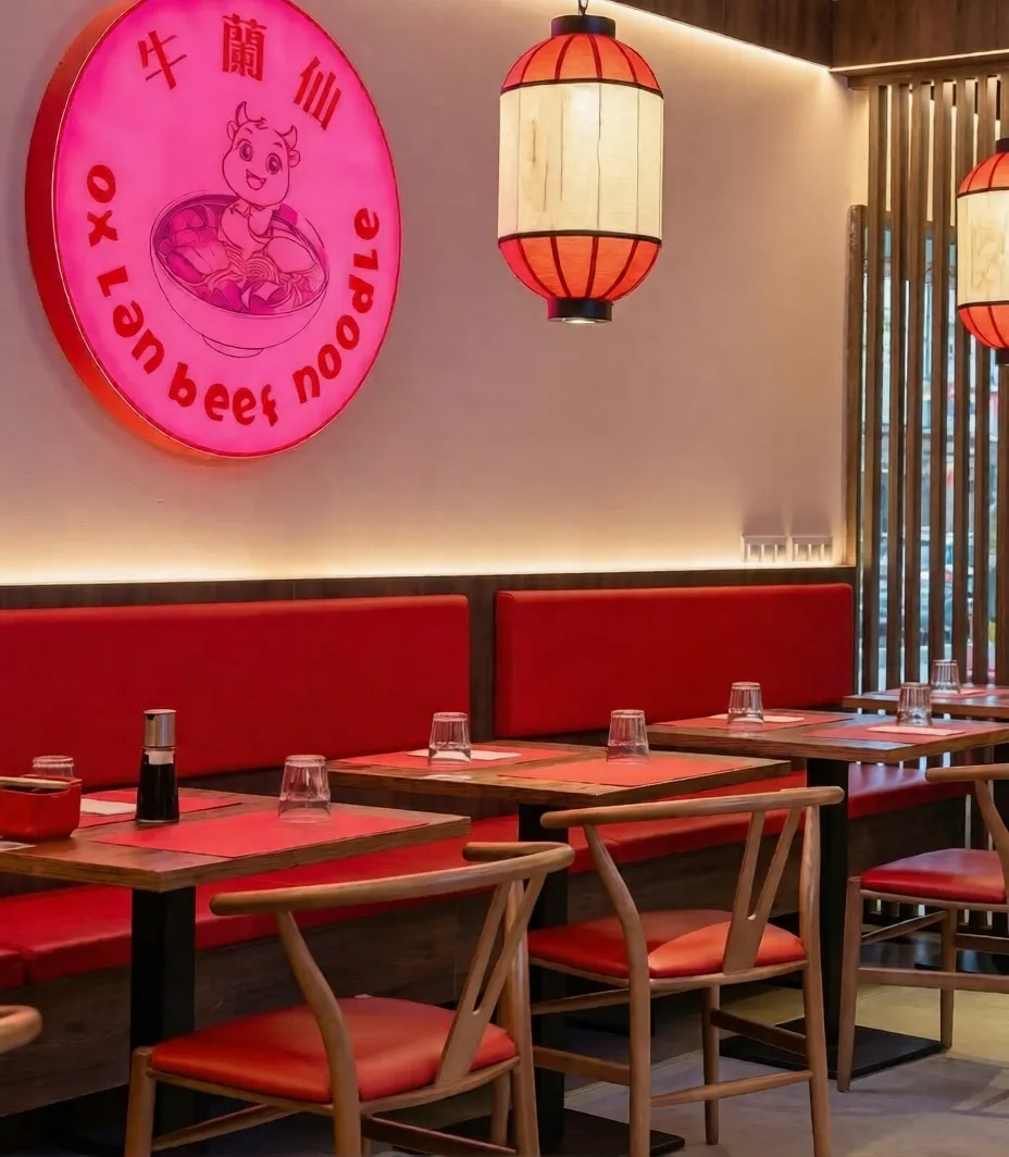 Interior del comedor de Ox Lan Beef Noodle